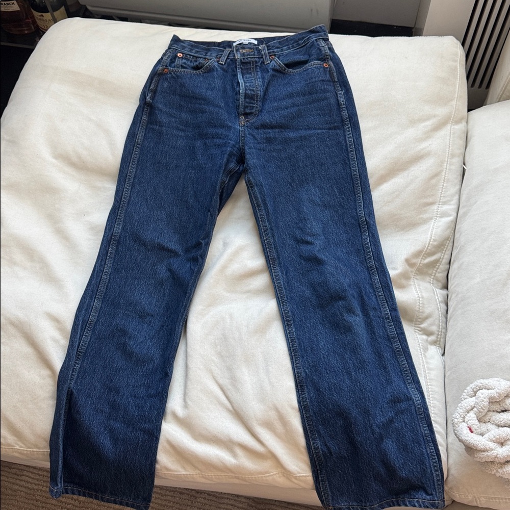 Re/Done Dark Blue Button-Fly Jeans